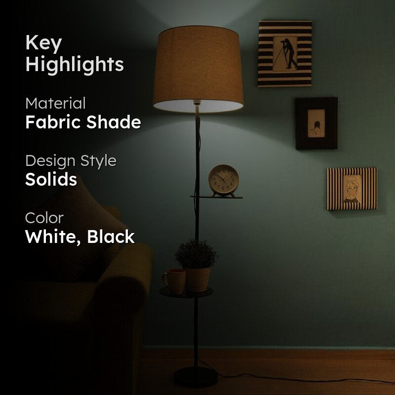 Amera Black Floor Lamp With Shelf media 2