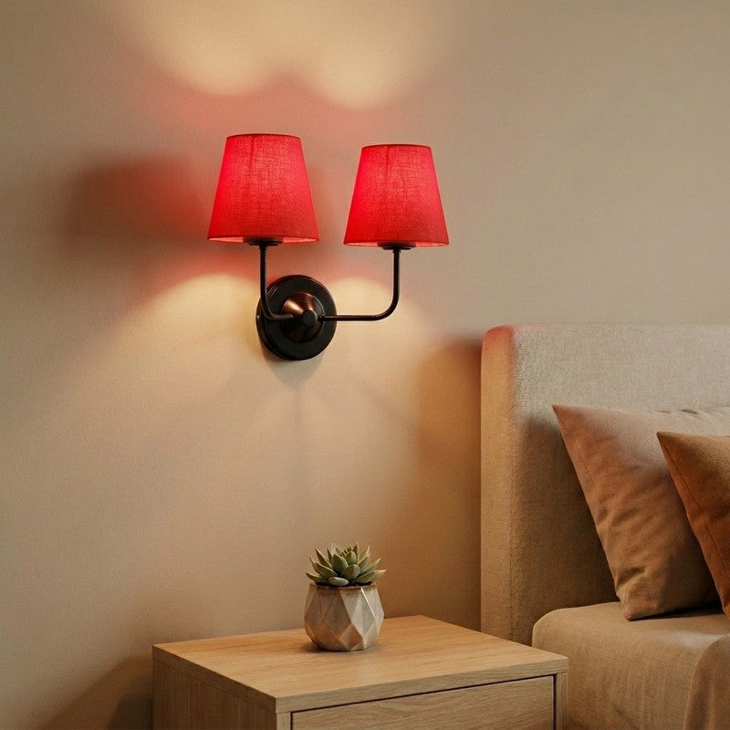 SoftGlow Twin Radiant Red Cotton Wall Lamp