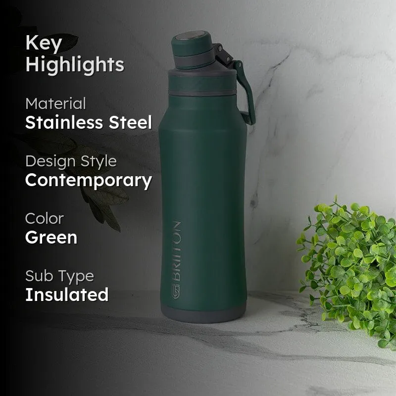Hydrate Wonder Hot & Cold Thermos Water Bottle (Green) - 1000 mL media 2