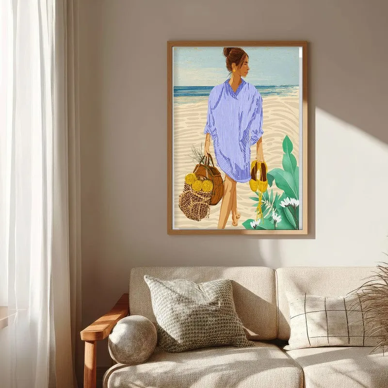 Coastal Escape Canvas Wall Painting - Brown Frame media 6
