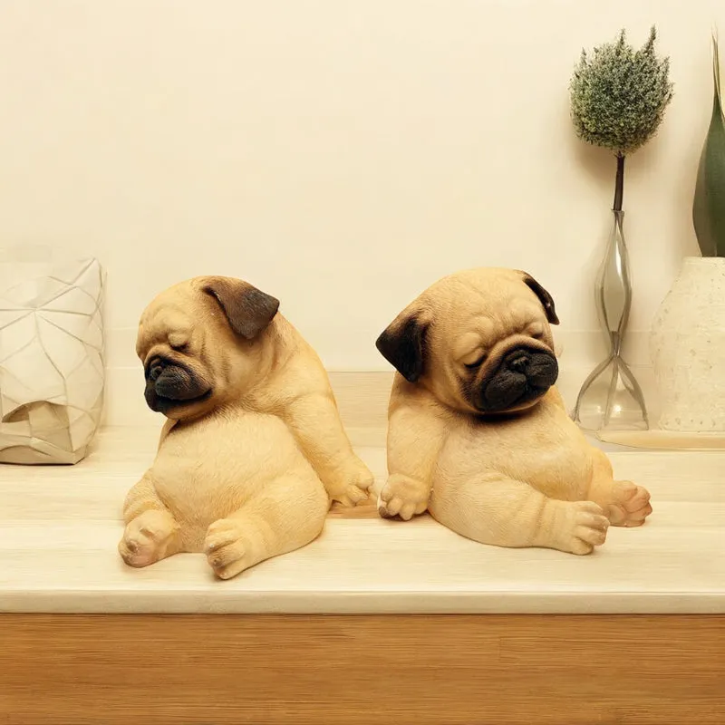 Lazy Pug Showpiece - Set Of Two media 1