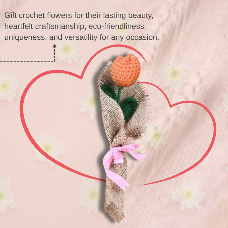 Crochet Handmade Tulip Bouquet -  Peach media 5