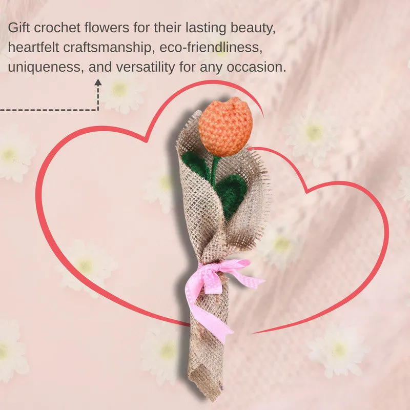 Crochet Handmade Tulip Bouquet -  Peach media 5