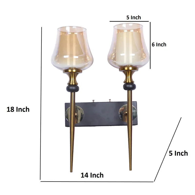 Alankrita Glass Shade Wall Lamp With Iron Base media 8