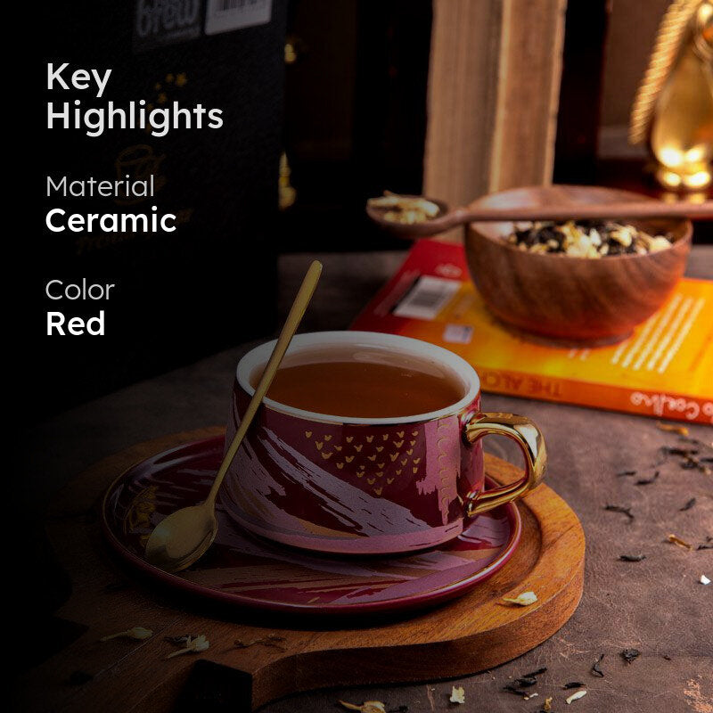 Alessi Abstract Red Cup & Saucer (250 ML) - Three Piece Set media 2
