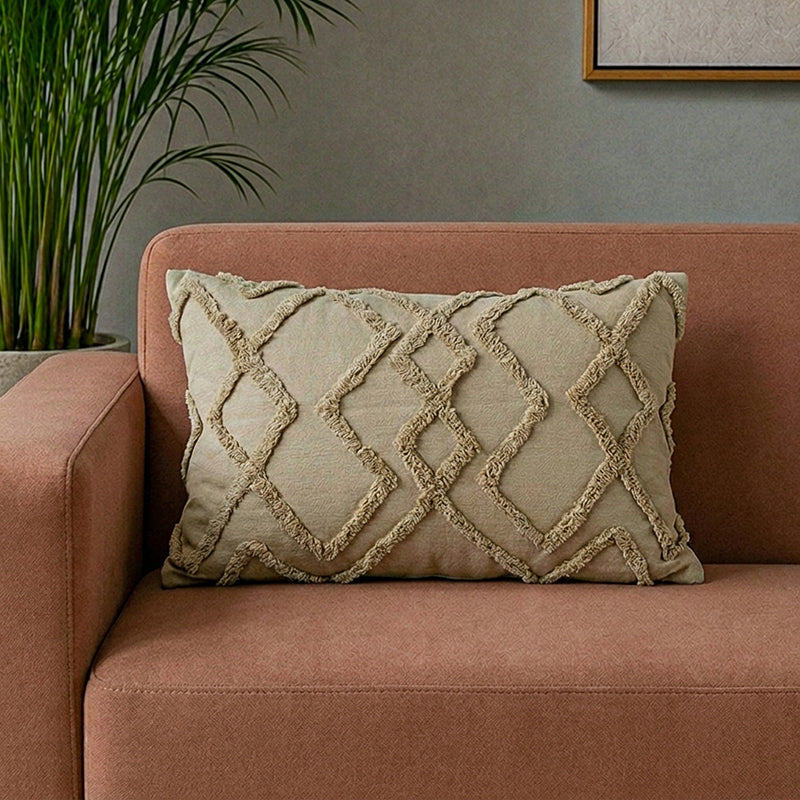 Anuket Tufted Cotton Cushion Cover - Rectangle - 12 x 20 Inches