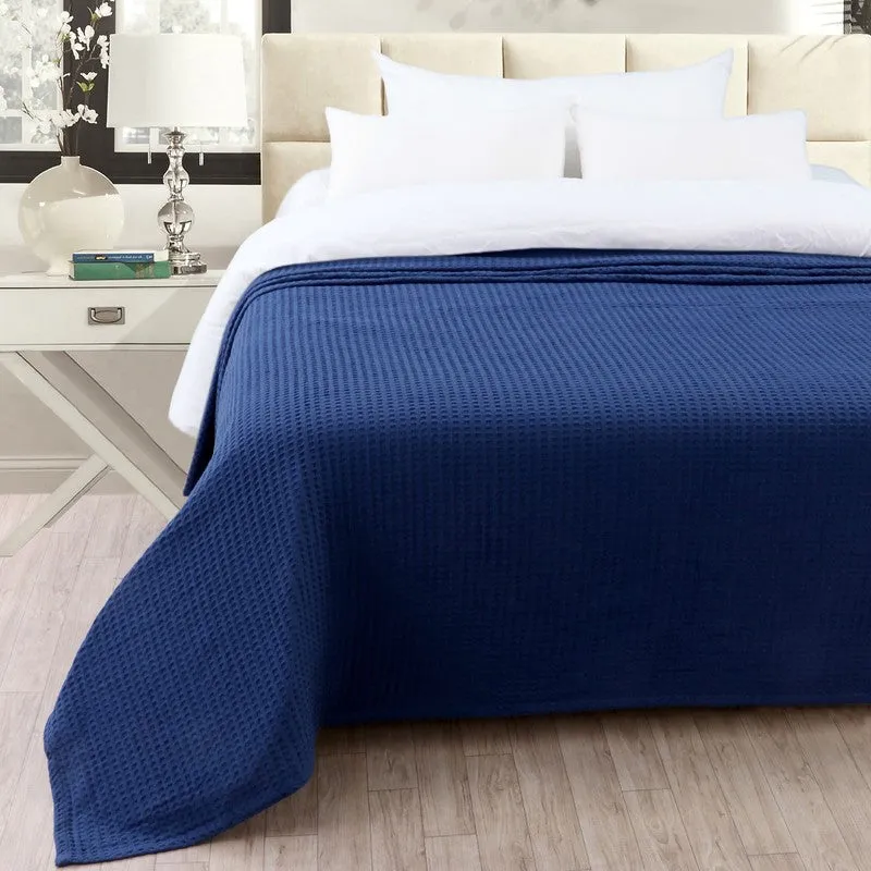 Axitra Wafel Weave Cotton Blanket - Navy Blue media 3