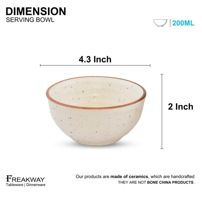 BiteCraft Ceramic Snack Bowls (White, 200 mL Each) - Set Of Six media 8