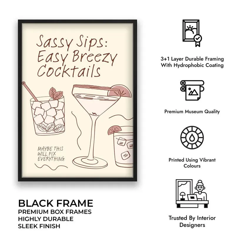 Sassy Sips Archival Canvas Wall Art - Black media 9