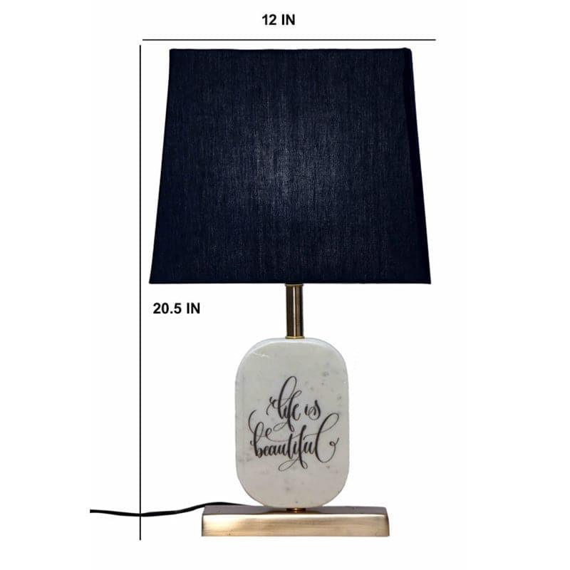 Life Light Printed Marble & Brass Base Fabric Table Lamp - Blue,White media 5