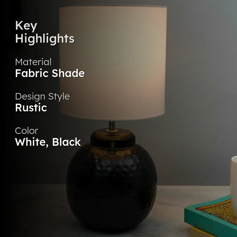 Marie Pastha Fabric Table Lamp - White,Black media 2
