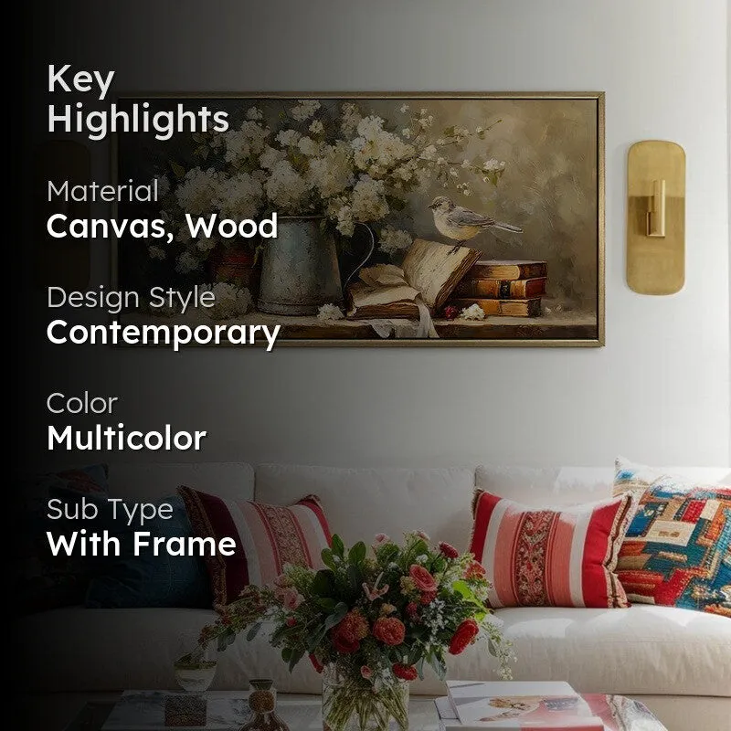 Ivory Blooms Canvas Wall Painting With Frame media 2