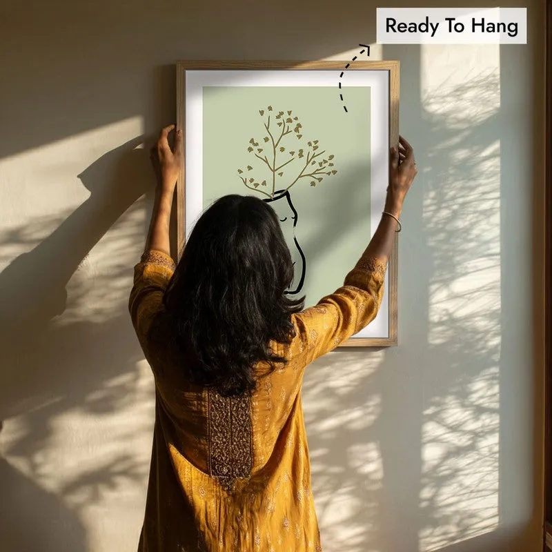 Rooted Grace Canvas Wall Painting With Brown Frame media 8