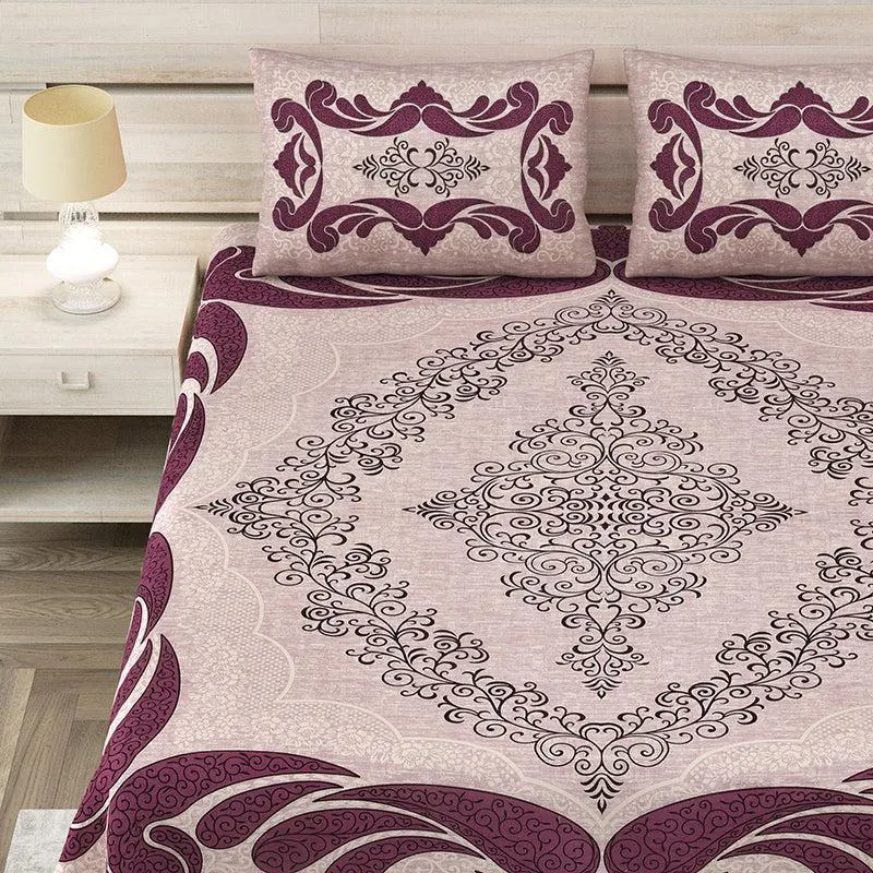 Aarna Artistry Ethnic Cotton Bedsheet (Pink) - 150 TC media 3