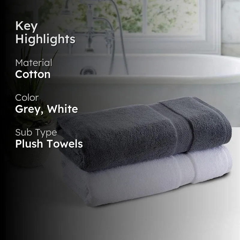 Miorah Bath Towel (White & Grey) - Set Of Two media 2