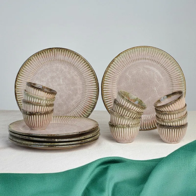 Rustic Pink Ceramic Dinner Set - 18 Piece Set media 1
