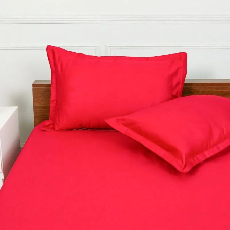 Baria Solid Cotton Bedsheet (Red) -200 TC media 4