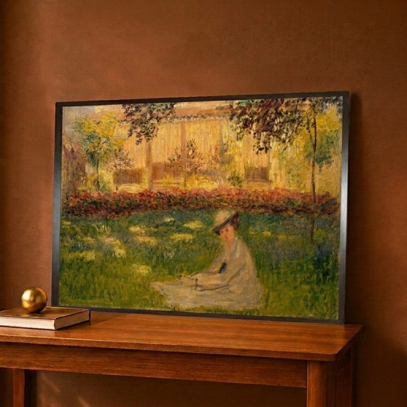 Woman in a Garden Canvas Wall Painting - 12 x 9 Inches
