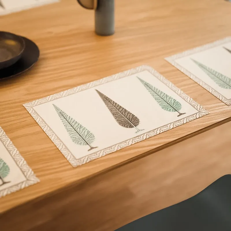 Tropical Leaf Cotton Table Mat (Olive) - Set Of Six media 4