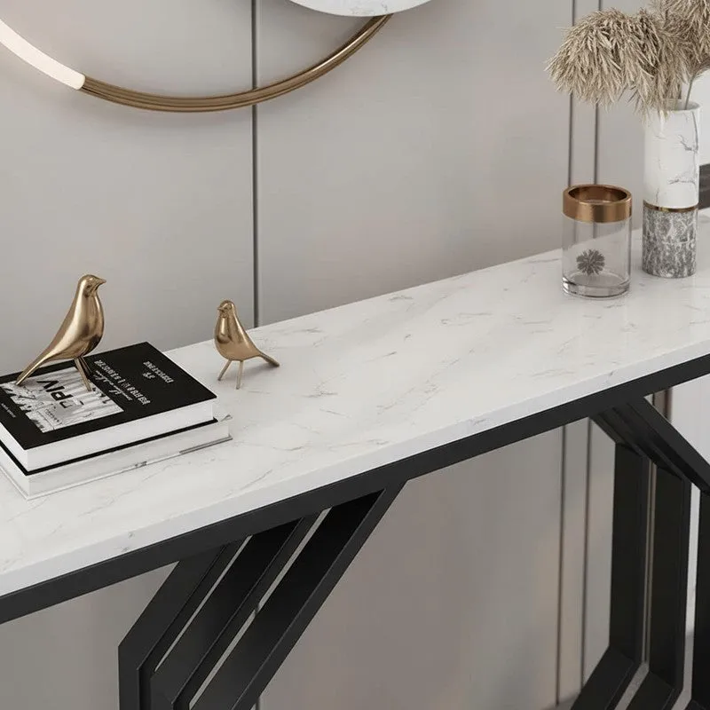 Heptagon Metal Console Table with Marble Top - Large media 3