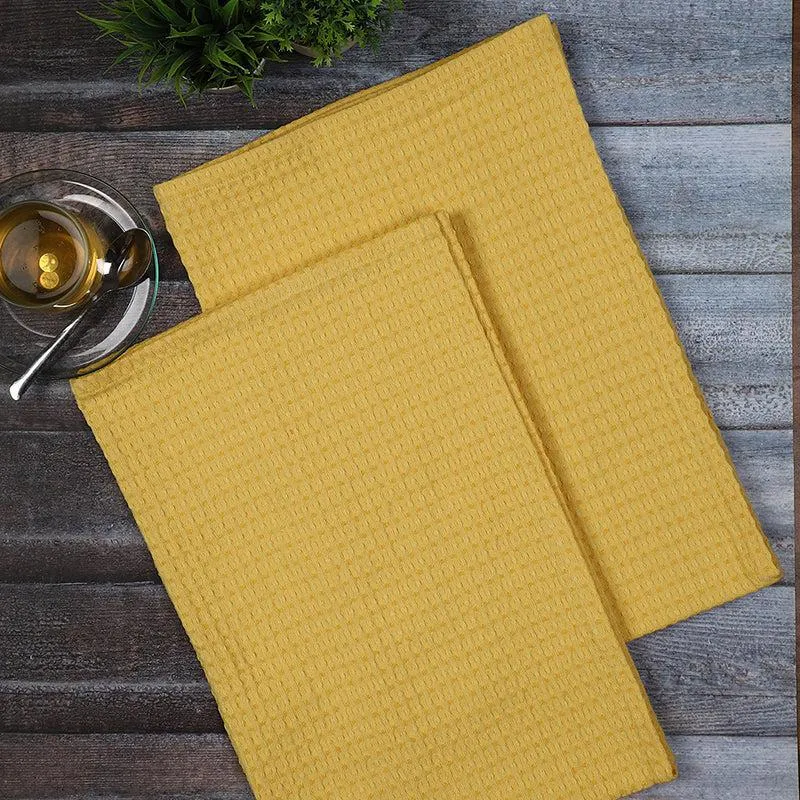 Sunbeam Cotton Kitchen Towel (Yellow) - Set Of Two media 3