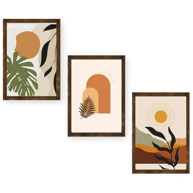 Earthy Aura Paper Wall Painting With Frame - Brown media 5