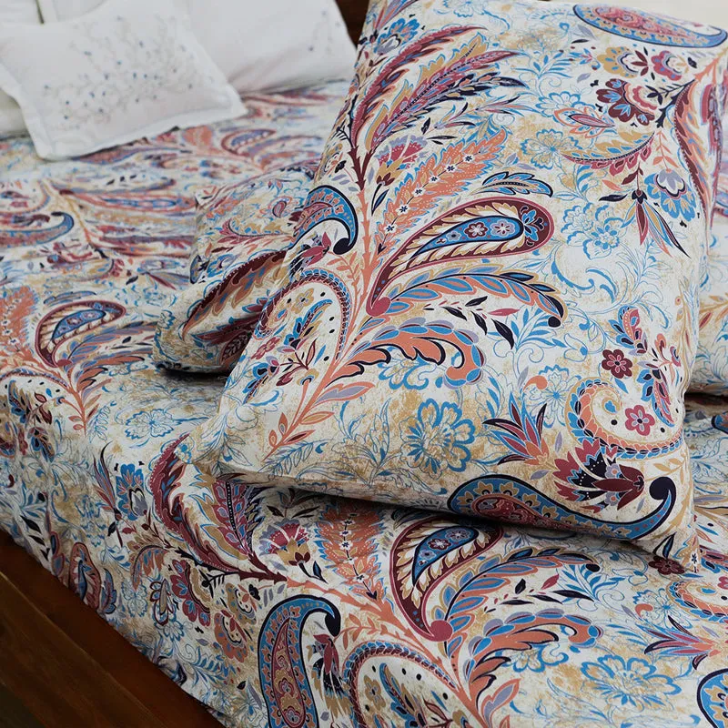 Boho Parsley Printed Cotton Duvet Cover - Rose, Red media 5