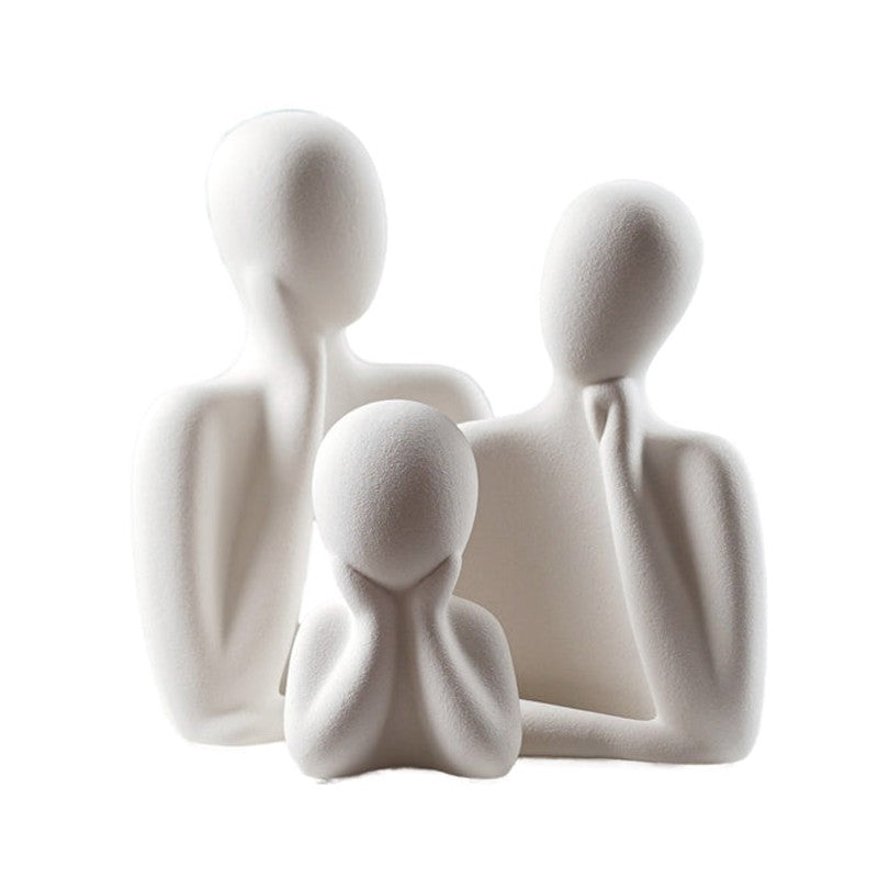 Family Embrace Abstract Painted Resin Showpiece (White) - Set Of Three media 5