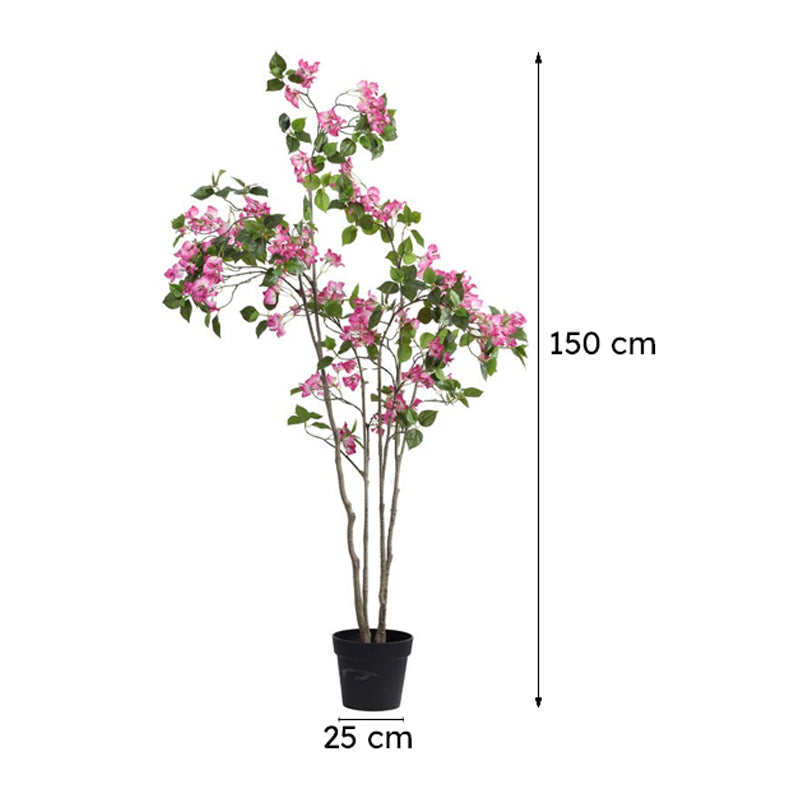 Artificial Bougainvillea Plant With Black Plastic Pot - 5 ft media 9
