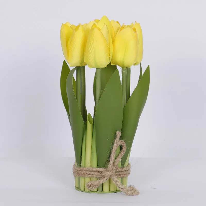 Realistic Artificial Tulip Bunch - Yellow media 4