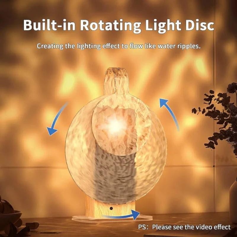 Hydro Wave Rotating Wooden Table Lamp - Transparent,Brown media 6
