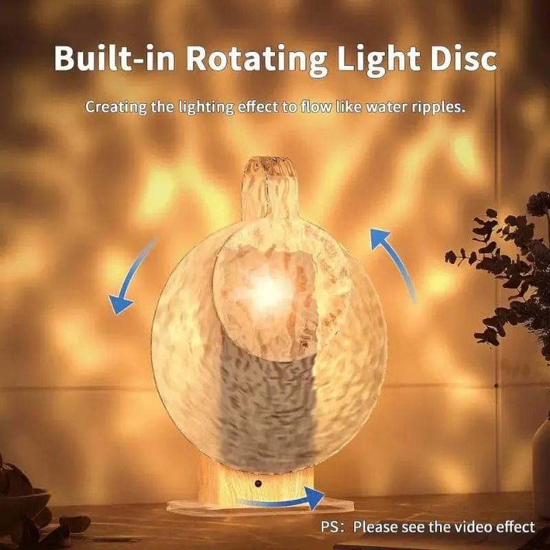 Hydro Wave Rotating Wooden Table Lamp - Transparent,Brown media 6
