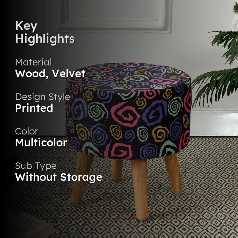 Avira Colorswirls Multicolor Engineered Wood Ottoman media 2