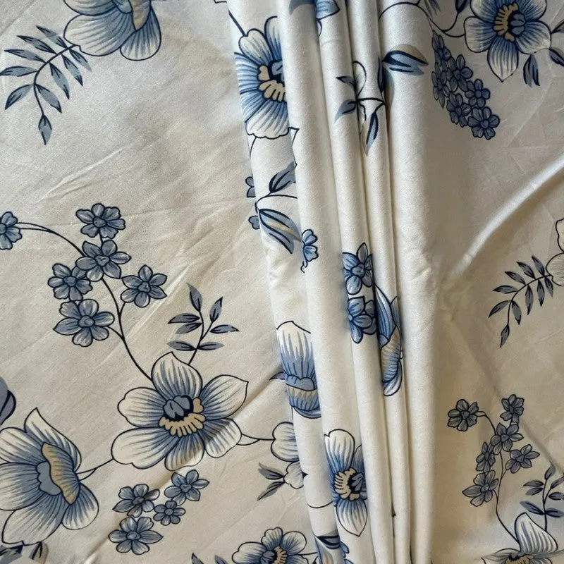 Gentle Petals Cotton Bedsheets (Blue) - 400 TC media 4
