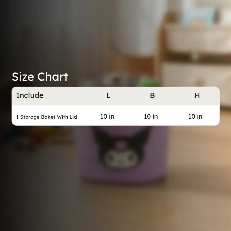 Size chart graphic for the storage basket