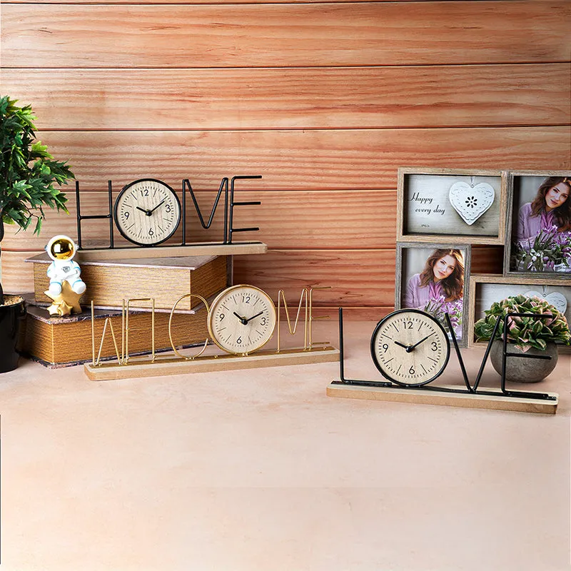 Typo Welcome Table Clock - Gold media 5