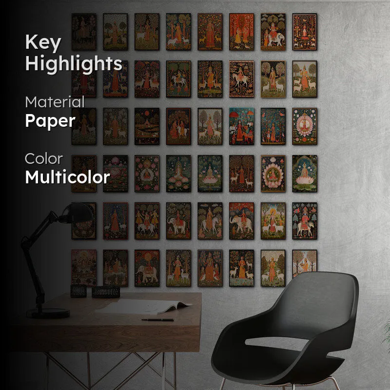 Madhubhani Collage Wall Poster - Set Of Fifty Four media 2