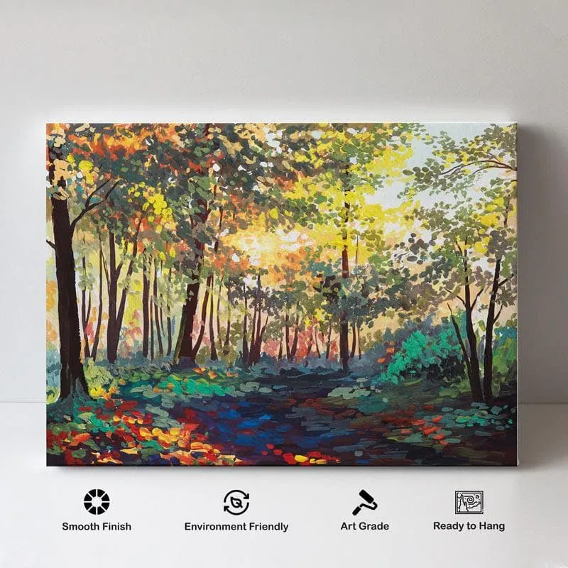 Sunrays Amidst Forest Canvas Wall Painting - Gallery Wrap media 4