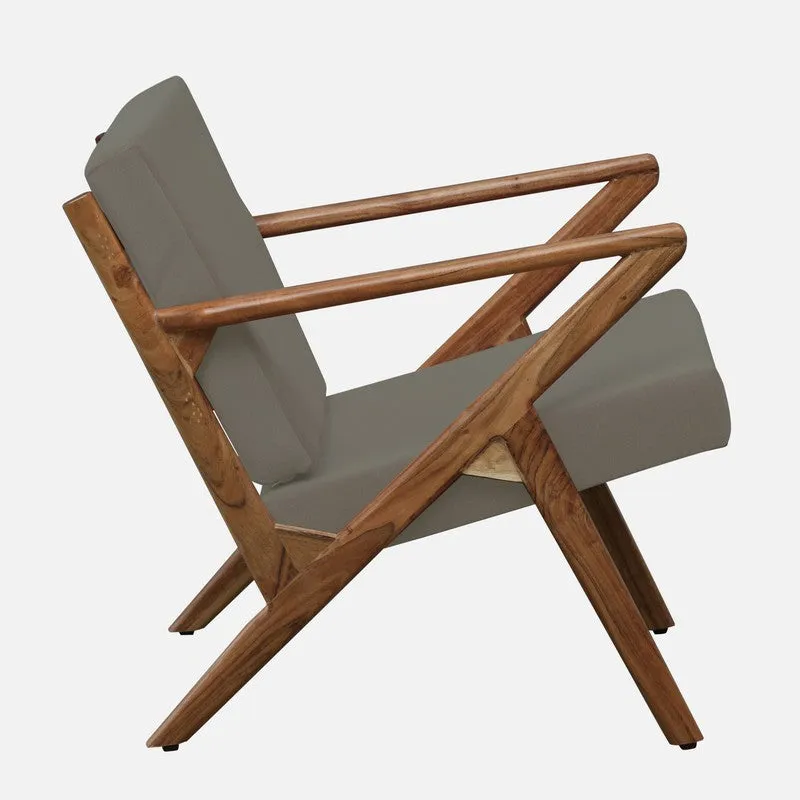 Metrona Acacia Wood Accent Chair - Grey media 5