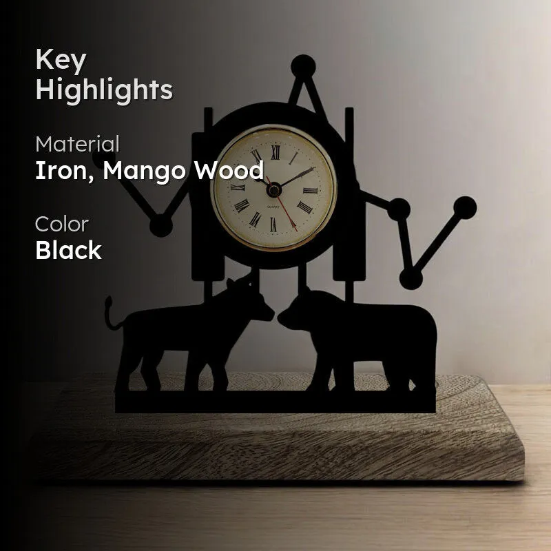 Tides Of Fortune Iron & Mango Wood Table Clock media 2
