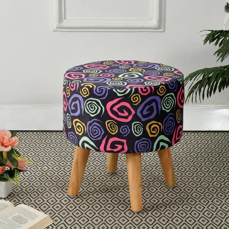 Avira Colorswirls Multicolor Engineered Wood Ottoman media 1