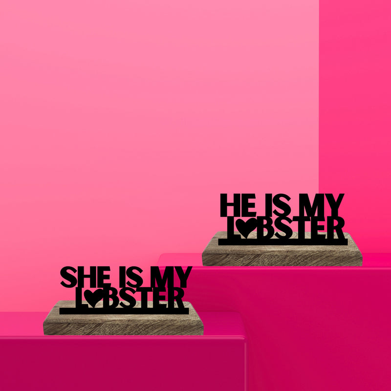 Lobster Love Typography Showpiece - Set Of Two