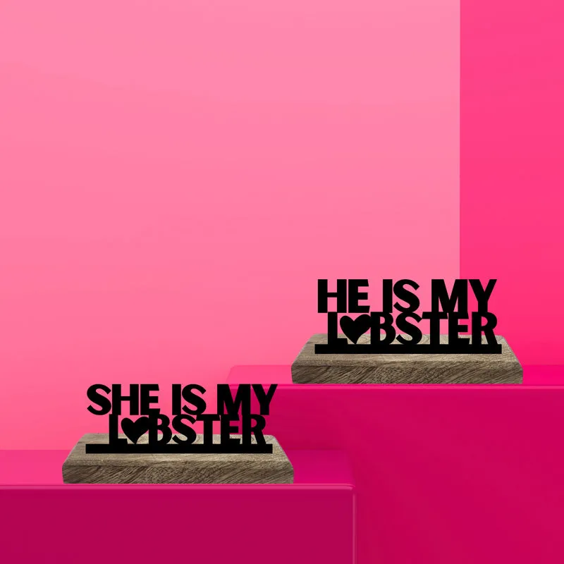 Lobster Love Typography Showpiece - Set Of Two media 1