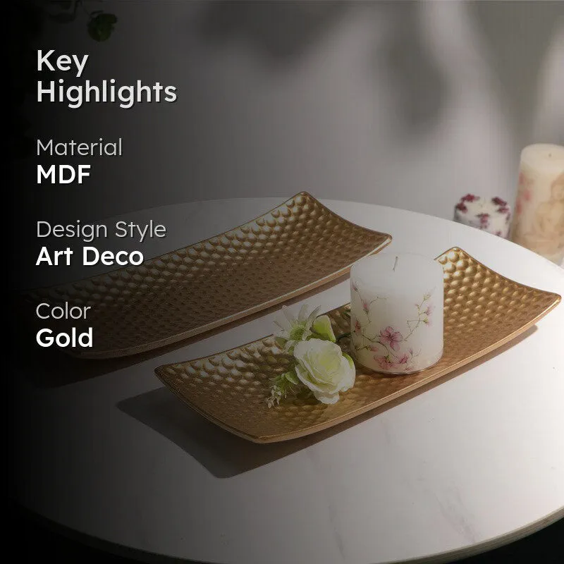 DecorNest Accent Tray (Gold) - Set Of Two media 2