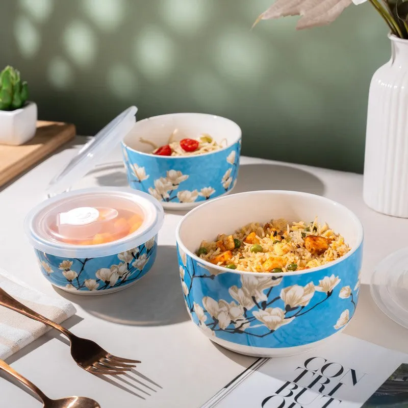 UrbanDine Porcelain Serving Bowls With Lid(1000 mL/600 mL/325 mL) - Set of Three - 3