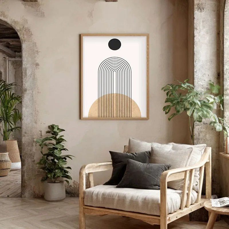 Earthy Tones Minimalist Canvas Wall Painting With Brown Frame media 5