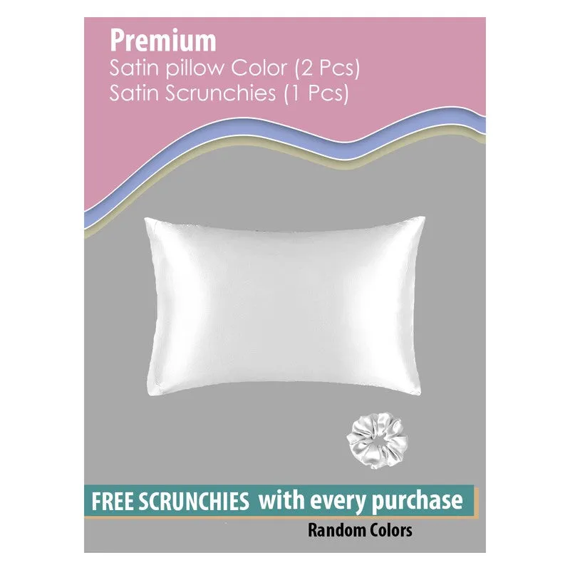 SilkenAura Satin Pillow Cover with a Scrunchy (Pearl) - Set Of Two media 5