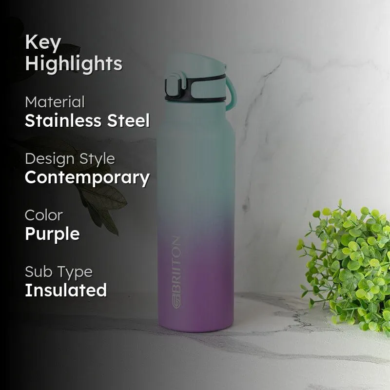 Hydro Chic Hot & Cold Thermos Water Bottle (Purple & Light Blue) - 750 mL media 2