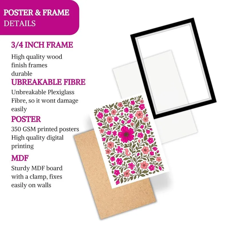 Indigo Petalcraft Paper Wall Painting With Frame - Black media 6