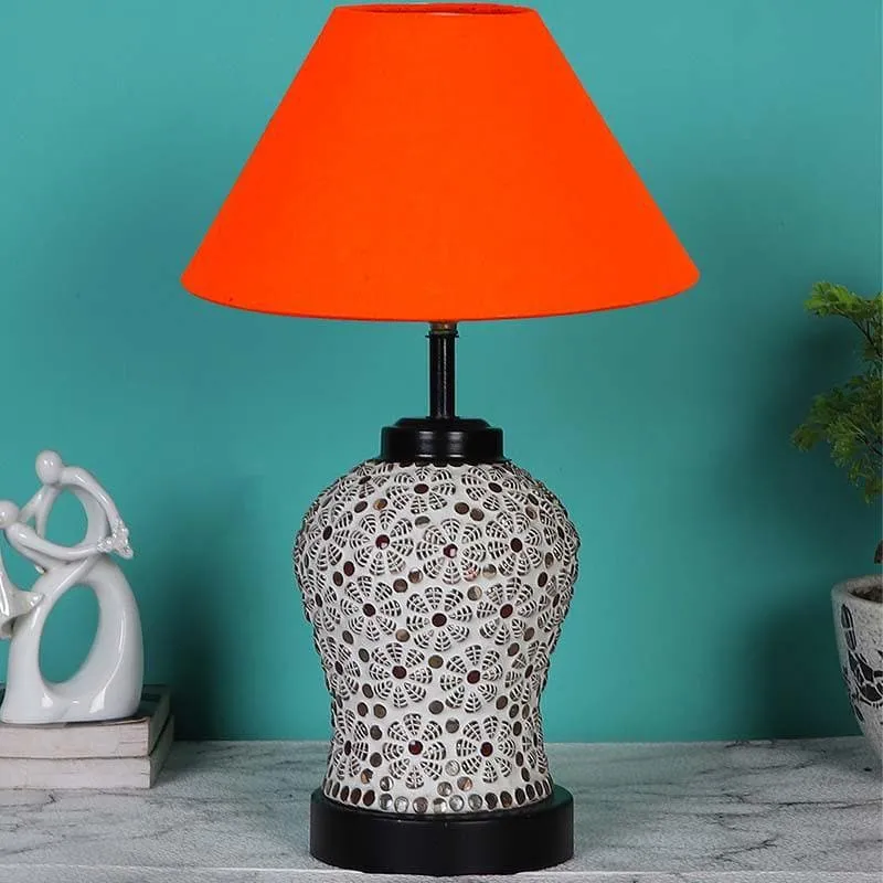 Solid Fusion Fabric Table Lamp - Orange,White media 3